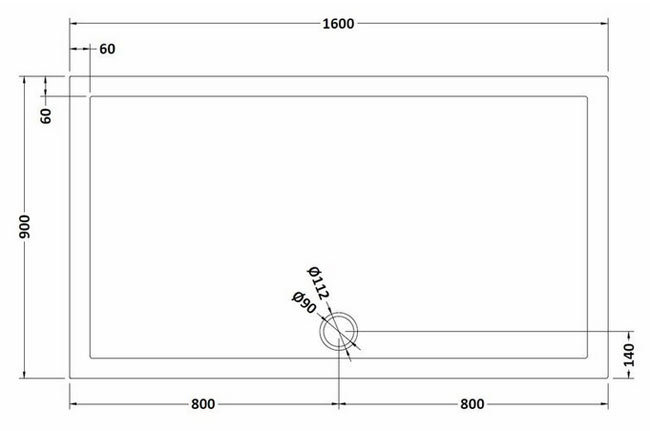 Aurora 1600 x 900mm Anti-Slip Stone Rectangular Shower Tray