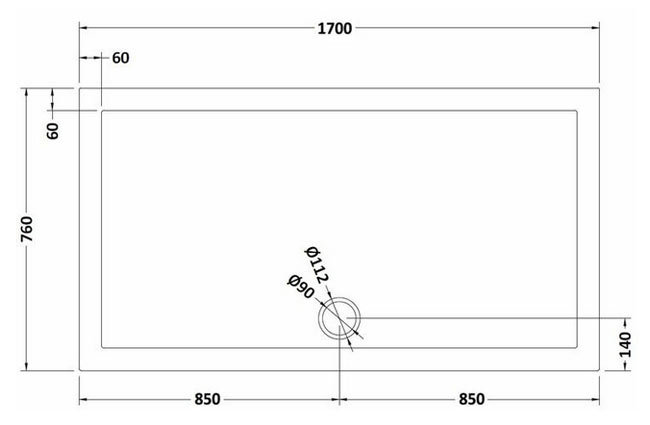 Aurora 1700 x 760mm Anti-Slip Stone Rectangular Shower Tray