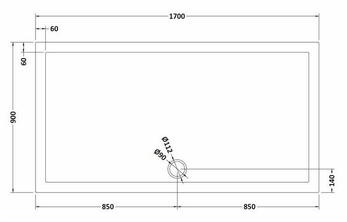 Aurora 1700 x 900mm Anti-Slip Stone Rectangular Shower Tray