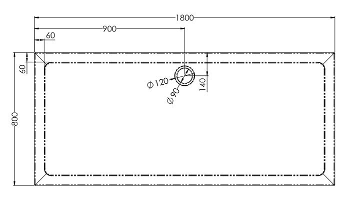 Aurora 1800 x 800mm Anti-Slip Stone Rectangular Shower Tray