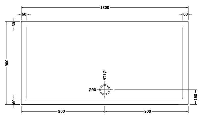 Aurora 1800 x 900mm Anti-Slip Stone Rectangular Shower Tray