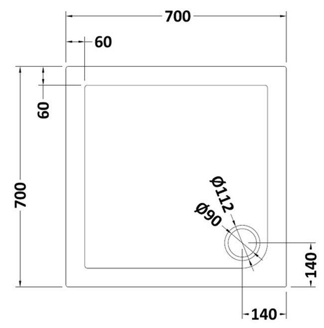 Aurora 700 x 700mm Anti-Slip Stone Square Shower Tray