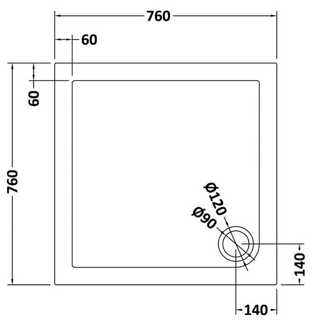 Aurora 760 x 760mm Anti-Slip Stone Square Shower Tray