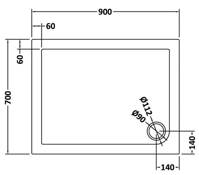 Aurora 900 x 700mm Anti-Slip Stone Rectangular Shower Tray