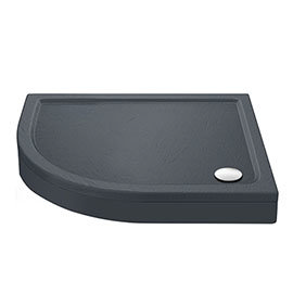 Aurora LH Slate Effect Stone Offset Quadrant Shower Tray + Riser Kit Medium Image