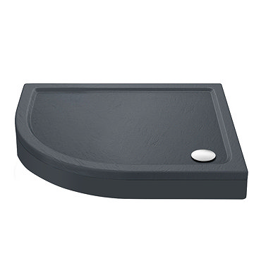 Aurora LH Slate Effect Stone Offset Quadrant Shower Tray + Riser Kit  Profile Large Image