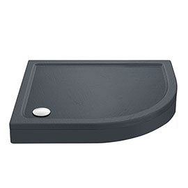Aurora RH Slate Effect Stone Offset Quadrant Shower Tray + Riser Kit Medium Image