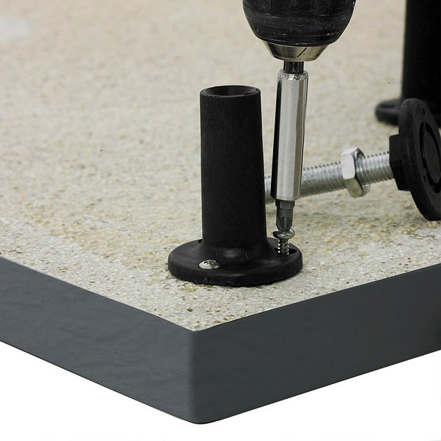 Aurora Slate Effect Stone Quadrant Shower Tray + Riser Kit Victorian