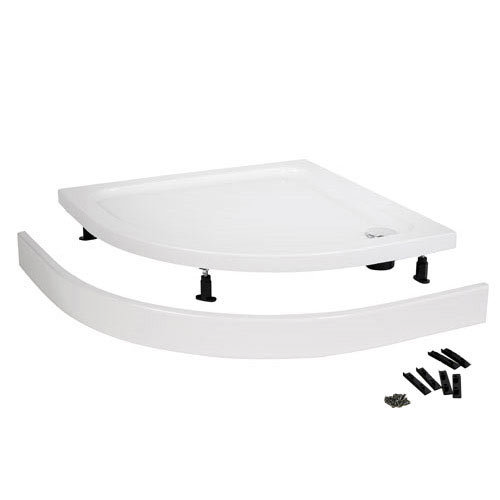 Aurora Stone LH Offset Quadrant Shower Tray + Riser Kit  In Bathroom Large Image