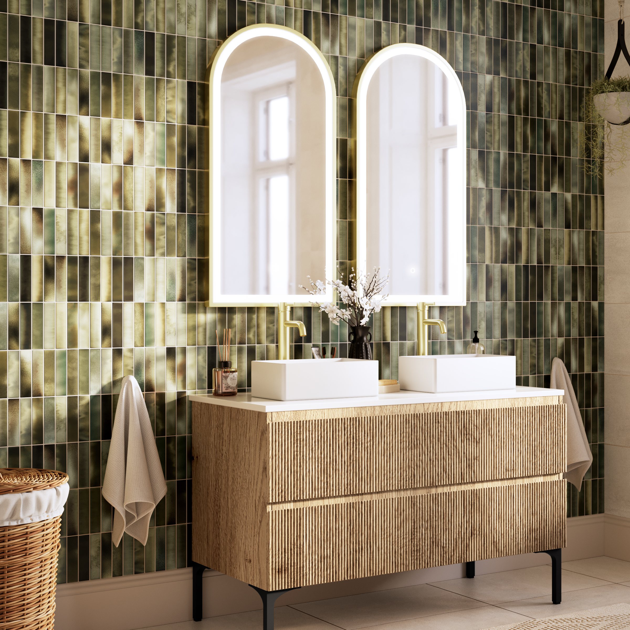 Australis Kit-Kat Gloss Green Wall Tiles - 150 x 300mm