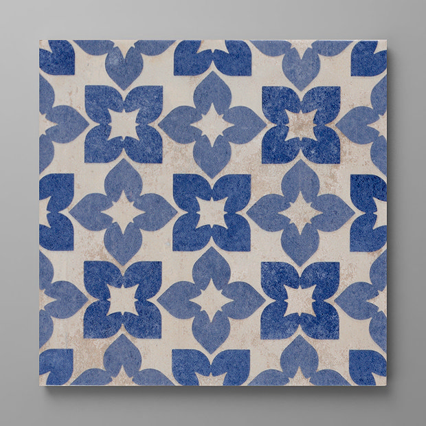 Azrou Blue Patterned Wall and Floor Tiles - 200 x 200mm