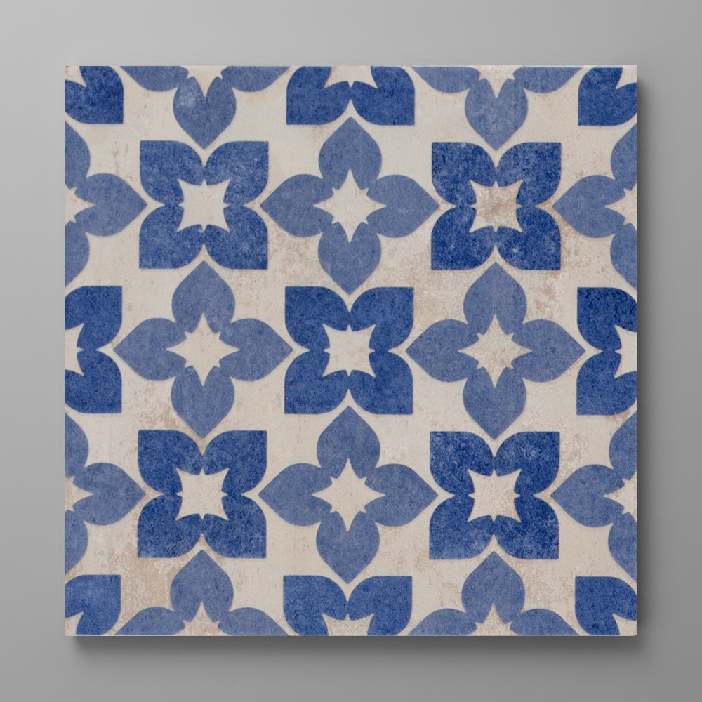 Azrou Blue Patterned Wall and Floor Tiles 200 x 200mm