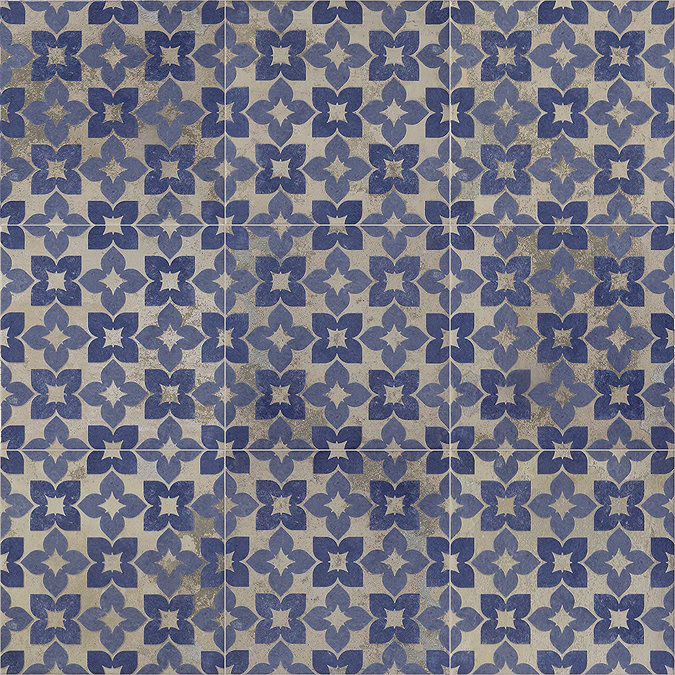 Azrou Blue Patterned Wall and Floor Tiles - 200 x 200mm