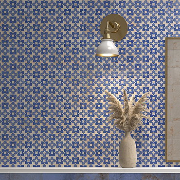 Azrou Blue Patterned Wall and Floor Tiles - 200 x 200mm