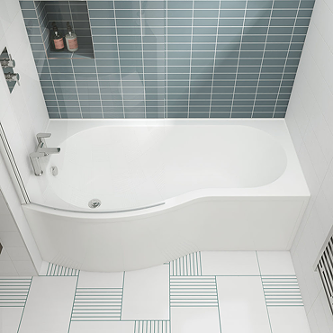 Cruze Shower Bath - 1700mm B Shaped with Acrylic Panel  Profile Large Image