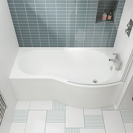 Cruze Shower Bath - 1700mm B Shaped with Acrylic Panel