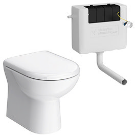 Back To Wall Rimless Toilet with Soft Close Seat + Concealed Cistern