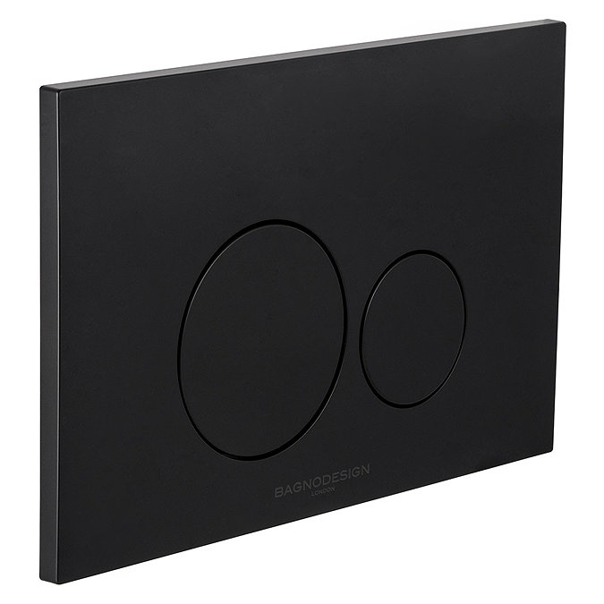 BagnoDesign Aquaeco Matt Black Dual Flush Plate with Round Buttons Large Image