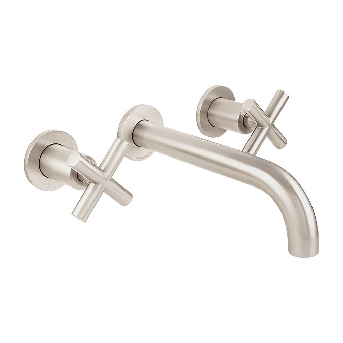 BagnoDesign Ibiza Brushed Nickel Wall Mounted 3-Hole Basin Mixer Large Image