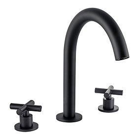 BagnoDesign Ibiza Matt Black 3 Hole Deck Mounted Basin Mixer Large Image