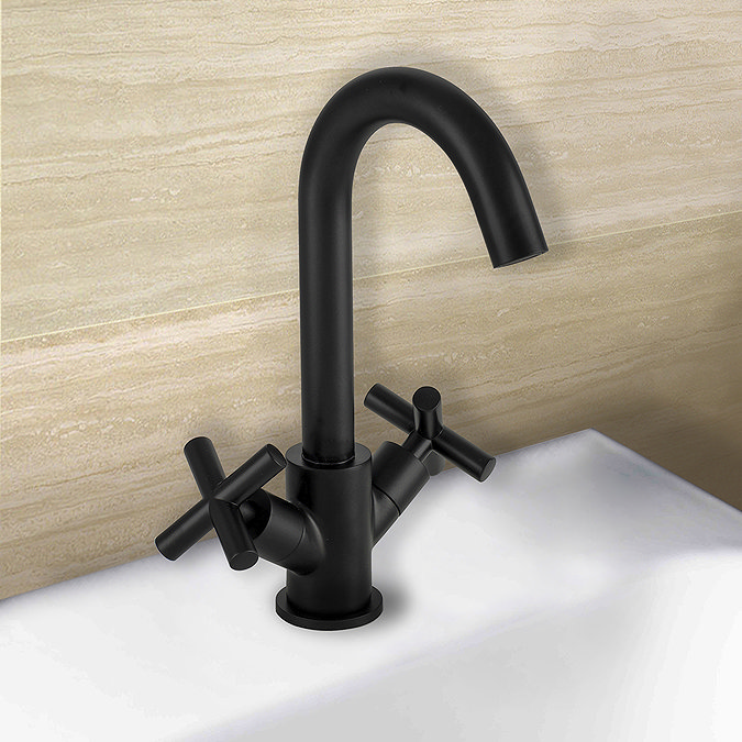 BagnoDesign Ibiza Matt Black Mono Basin Mixer with Pop-up Waste  Feature Large Image