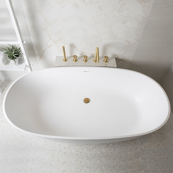 BagnoDesign Koy Bagnoquartz Stone Freestanding Bath In Bathroom Large Image