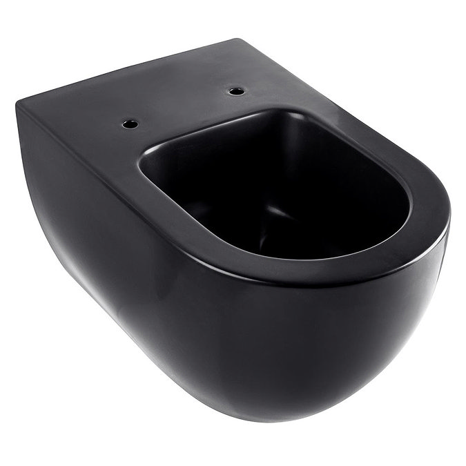 BagnoDesign Koy Matt Black Rimless Wall Hung Toilet with Soft Close Seat  Profile Large Image