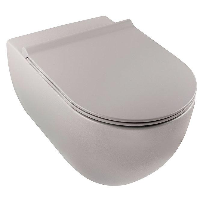 BagnoDesign Koy Matt Grey Rimless Wall Hung Toilet with Soft Close Seat Large Image