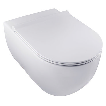 BagnoDesign Koy Matt White Rimless Wall Hung Toilet with Soft Close Seat  Profile Large Image