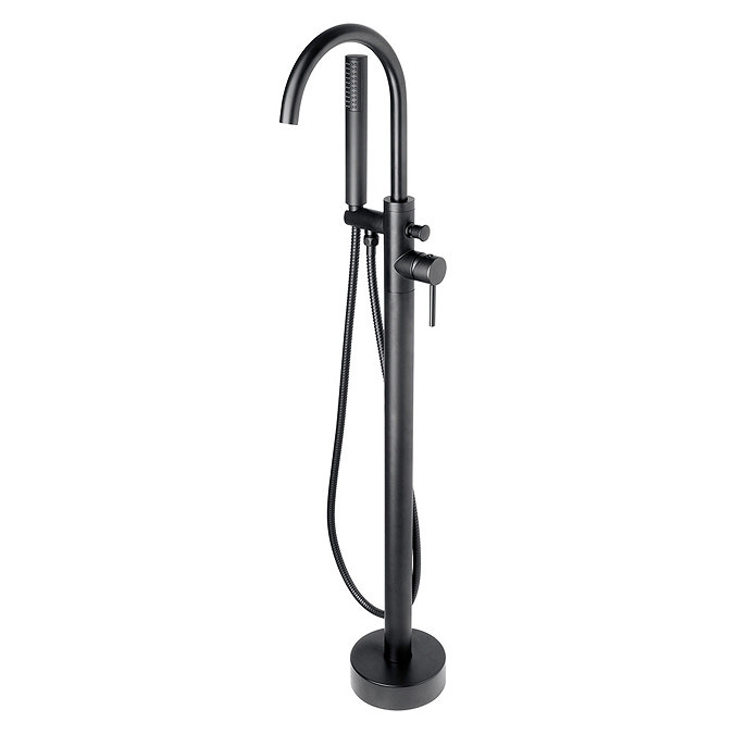 BagnoDesign M-Line Diffusion Matt Black Freestanding Bath Shower Mixer Large Image