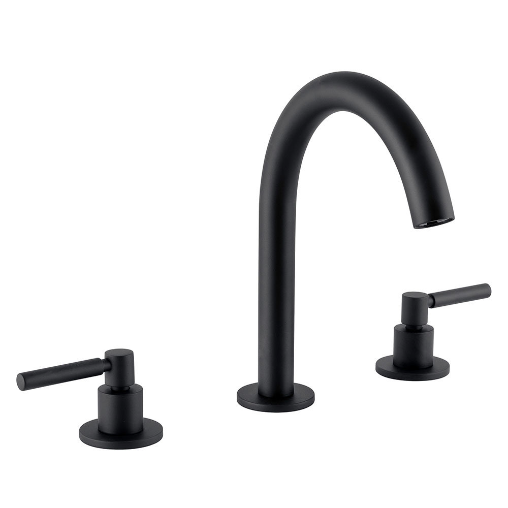 BagnoDesign M-Line Matt Black 3 Hole Deck Mounted Basin Mixer