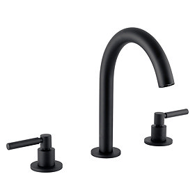 BagnoDesign M-Line Matt Black 3 Hole Deck Mounted Basin Mixer Large Image