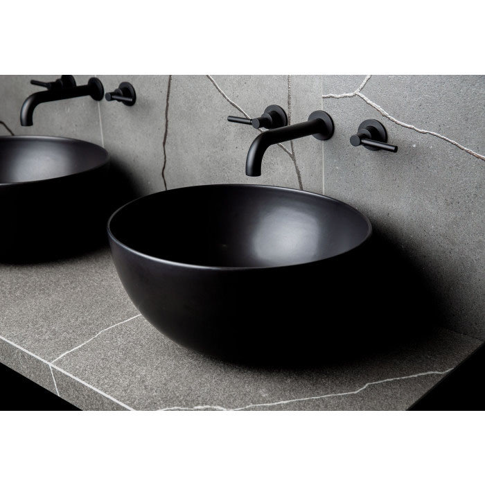 BagnoDesign M-Line Matt Black Wall Mounted 3-Hole Basin Mixer Profile Large Image