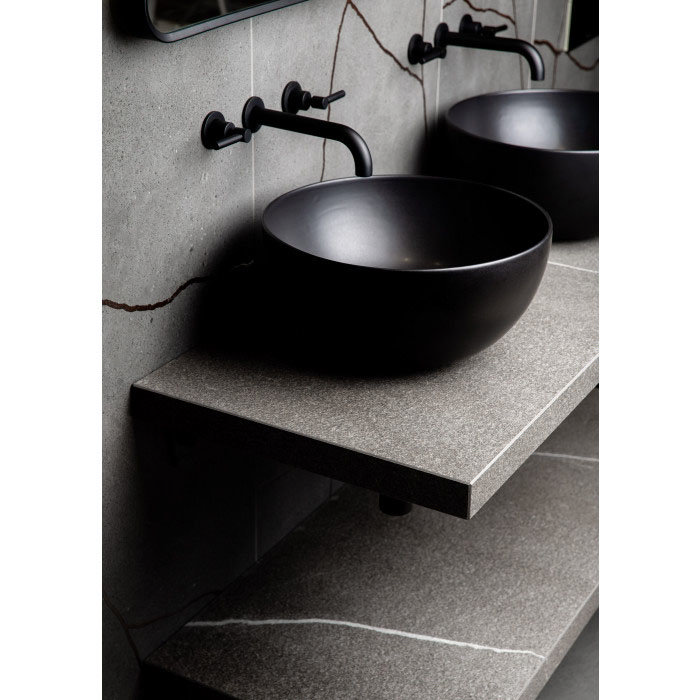 BagnoDesign Matt Black Koy 400mm Round Countertop Basin In Bathroom Large Image