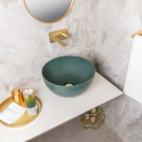 BagnoDesign Matt Green Koy 400mm Round Countertop Basin  Feature Large Image