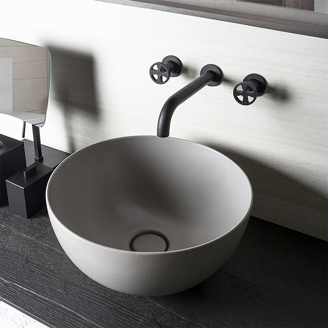 BagnoDesign Matt Grey Koy 400mm Round Countertop Basin Standard Large Image
