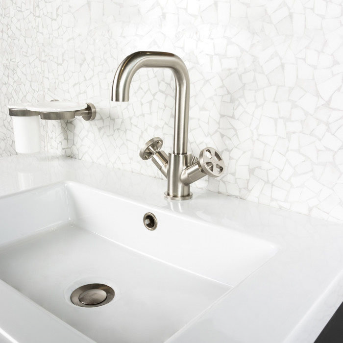 BagnoDesign Revolution Brushed Nickel Mono Basin Mixer with Pop-up Waste Profile Large Image