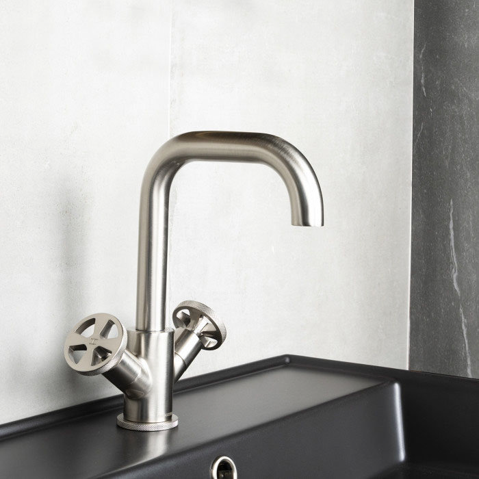 BagnoDesign Revolution Brushed Nickel Mono Basin Mixer with Pop-up Waste  Feature Large Image
