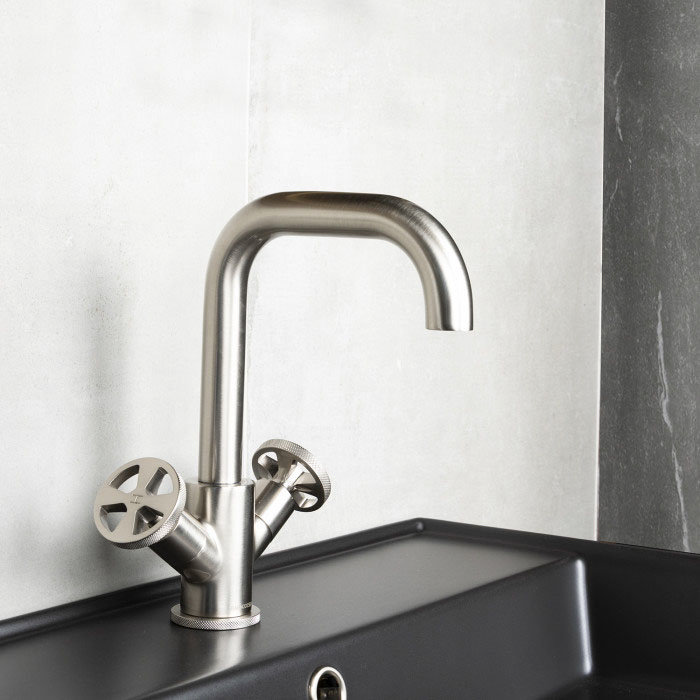 BagnoDesign Revolution Brushed Nickel Mono Basin Mixer with Pop-up Waste Feature Large Image