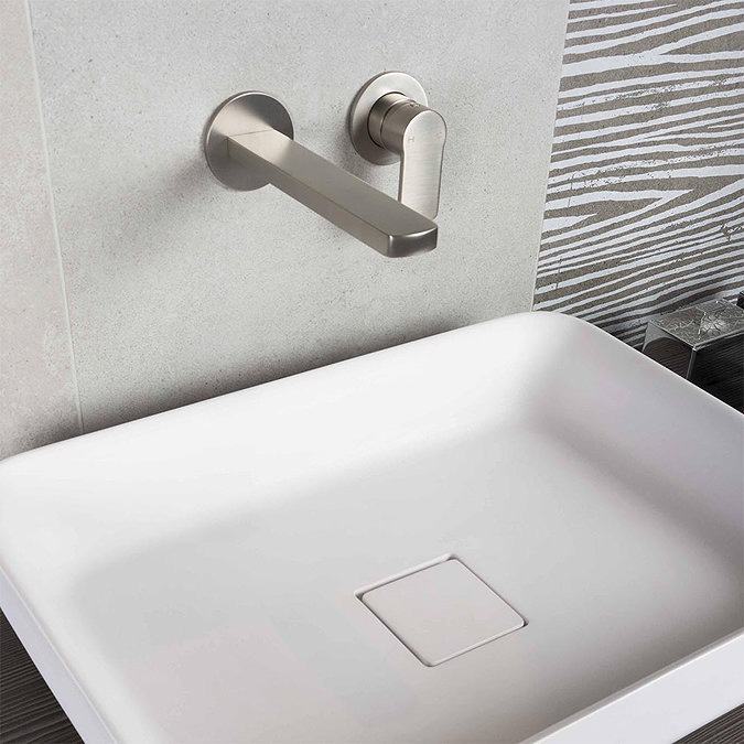 BagnoDesign Teatro Brushed Nickel Wall Mounted 2-Hole Basin Mixer Profile Large Image