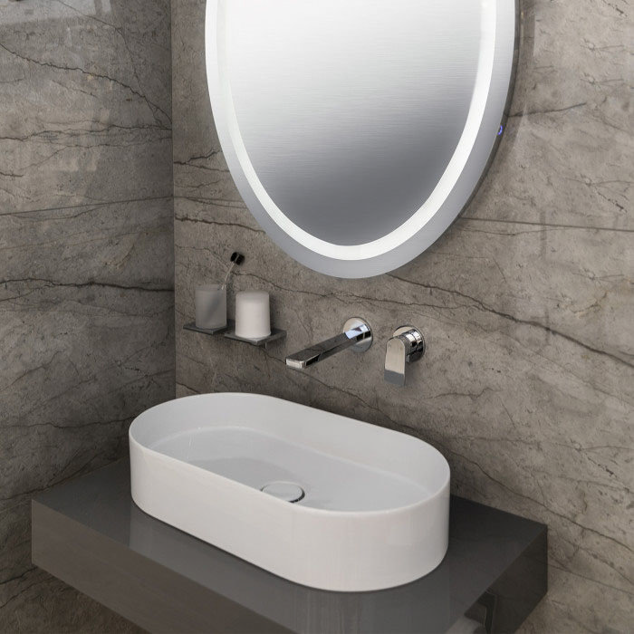 BagnoDesign Teatro Chrome Wall Mounted 2-Hole Basin Mixer Profile Large Image