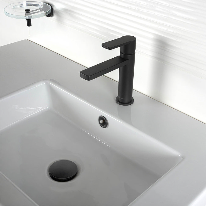 BagnoDesign Teatro Matt Black Mono Basin Mixer Profile Large Image