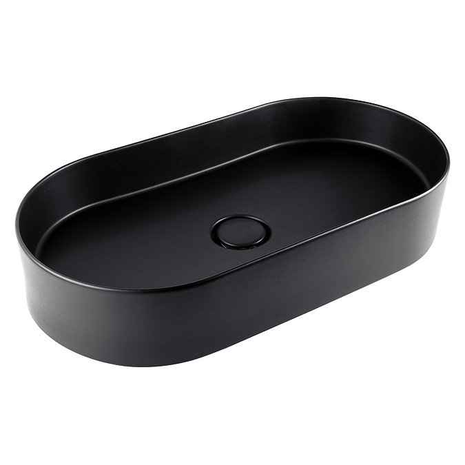 BagnoDesign Teatro Oval Matt Black 650 x 350mm Countertop Basin Profile Large Image
