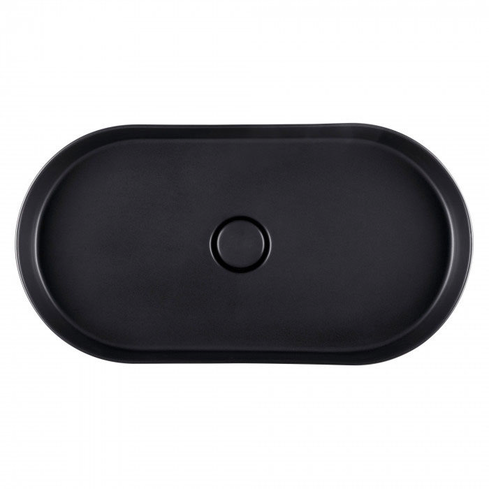BagnoDesign Teatro Oval Matt Black 650 x 350mm Countertop Basin Feature Large Image