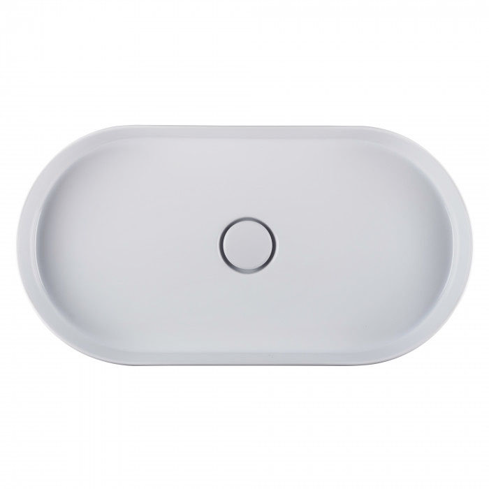 BagnoDesign Teatro Oval White 650 x 350mm Countertop Basin Feature Large Image
