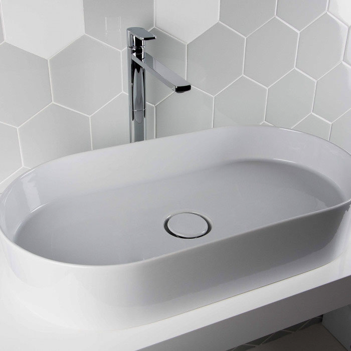 BagnoDesign Teatro Oval White 650 x 350mm Countertop Basin Standard Large Image