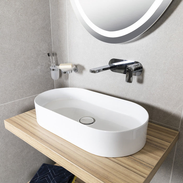 BagnoDesign Teatro Oval White 650 x 350mm Countertop Basin Large Image