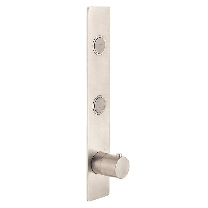 BagnoDesign Toko Brushed Nickel Round Vertical 2 Outlet Thermostatic Shower Valve Large Image