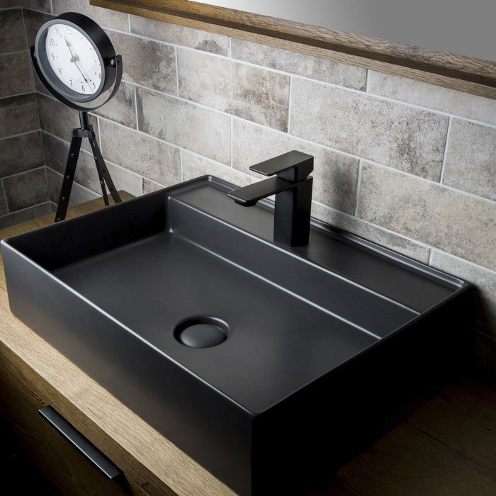 BagnoDesign Zephyr Matt Black Mono Basin Mixer  Profile Large Image