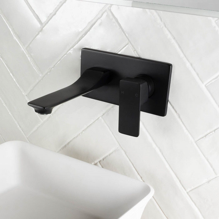 BagnoDesign Zephyr Matt Black Wall Mounted Basin Mixer Feature Large Image